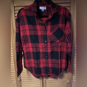 Old Navy SP Red Plaid Boyfriend Polo
